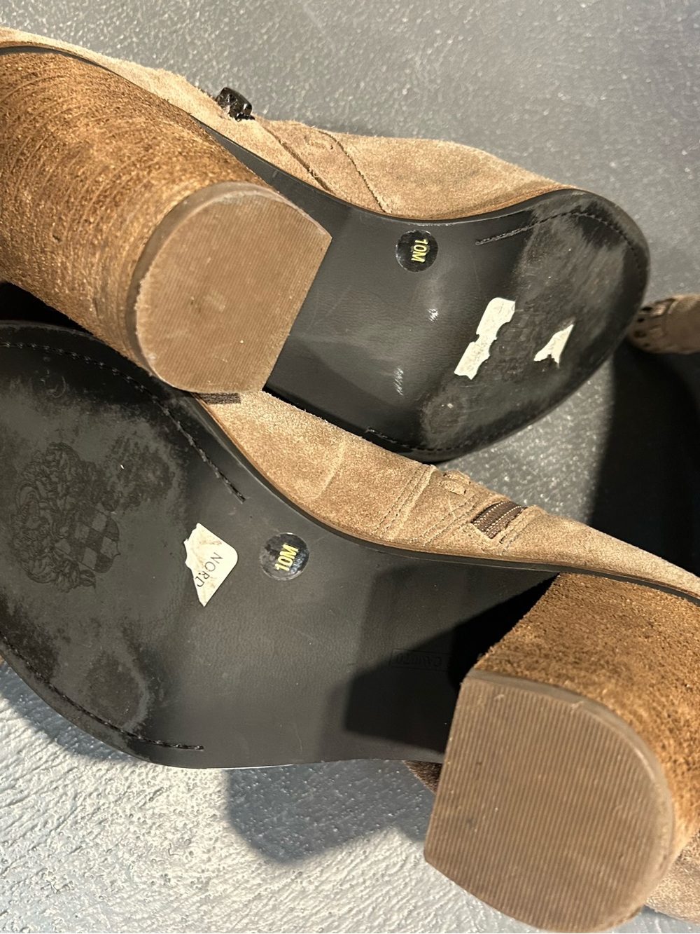 Vince Camuto Taupe Suede Knee-High Block Heel Boots - Picture 9 of 16